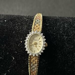 Diamond and 14K Tri-Color Gold Vintage Quartz Watch